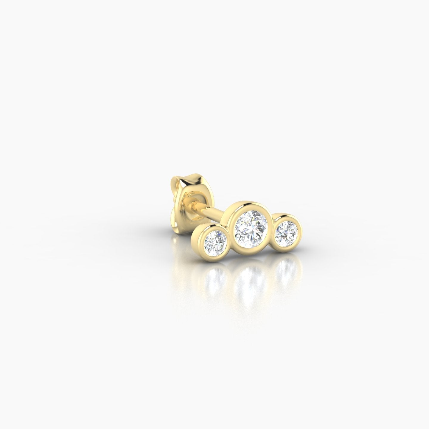 Bast | 18k Yellow Gold 7 mm Trilogy Diamond Earring