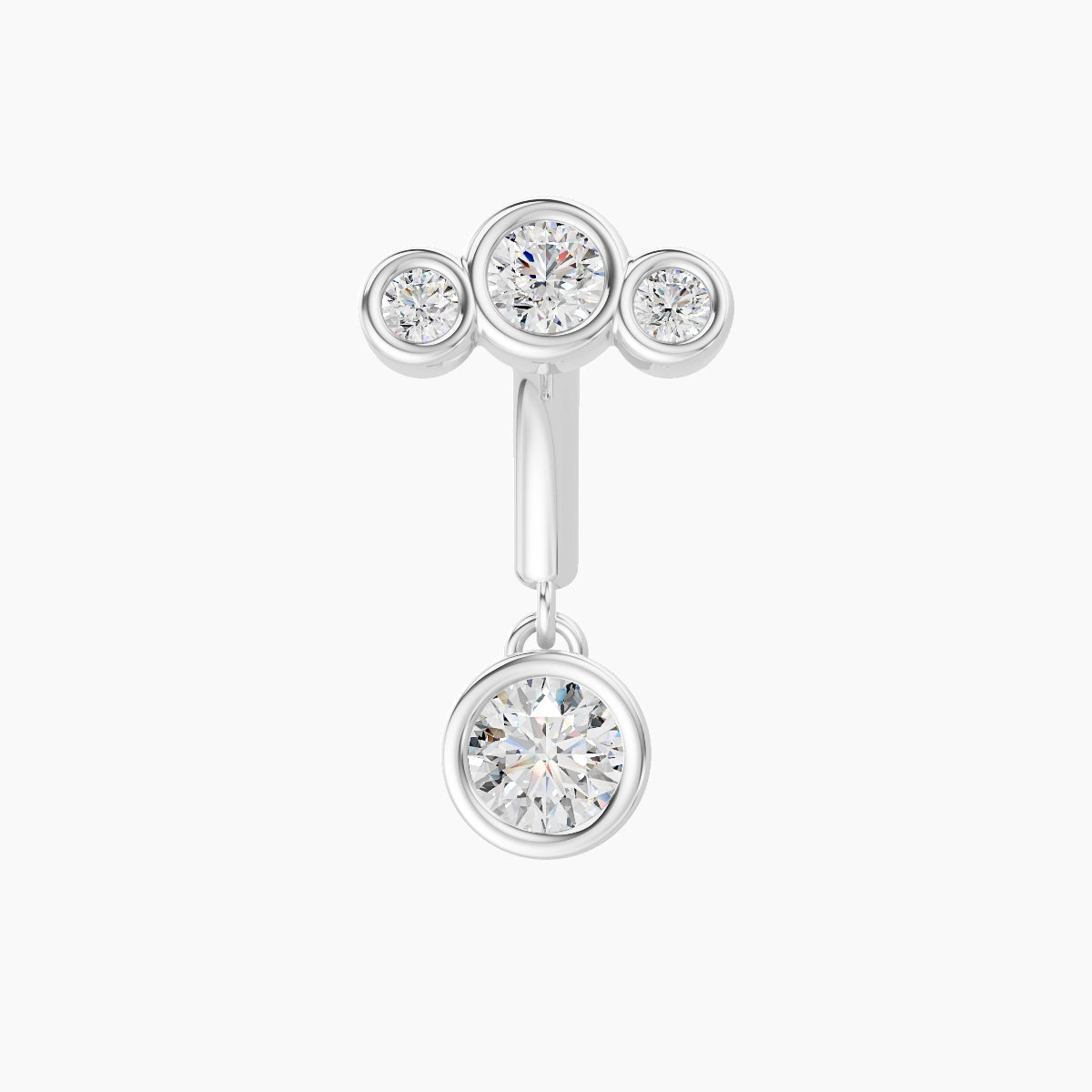 Bast | 18k White Gold 6 mm Trilogy Diamond Rook Piercing