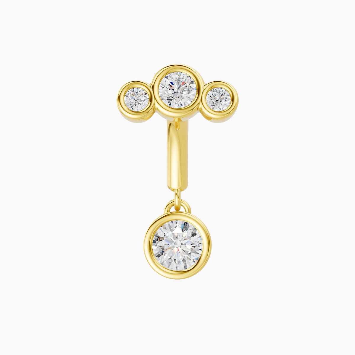 Bast | 18k Yellow Gold 6 mm Trilogy Diamond Rook Piercing