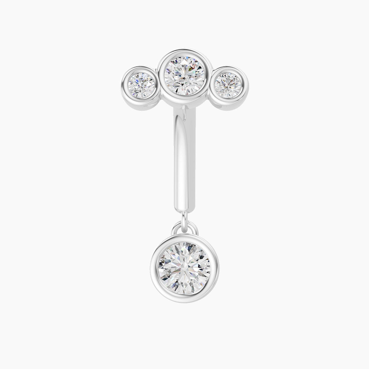 Bast | 18k White Gold 8 mm Trilogy Diamond Rook Piercing