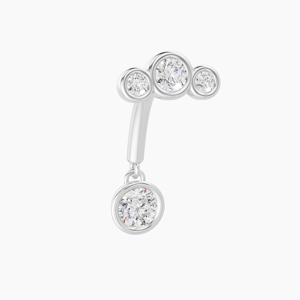 Bast | 18k White Gold 8 mm Trilogy Diamond Rook Piercing