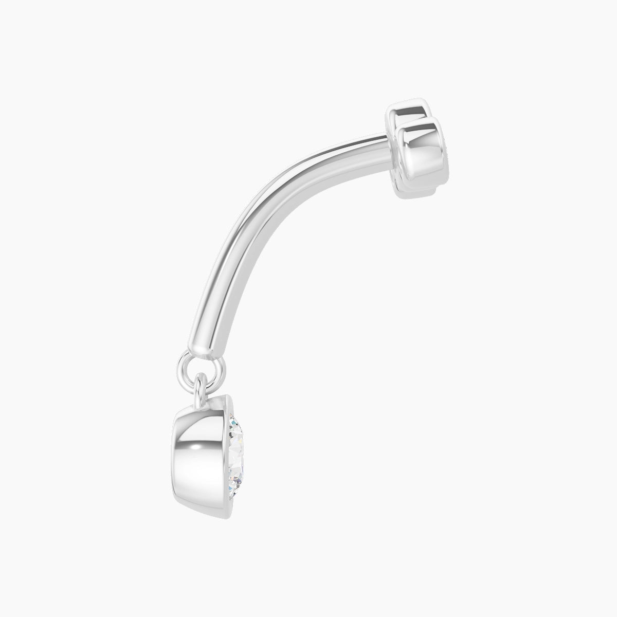 Bast | 18k White Gold 8 mm Trilogy Diamond Rook Piercing