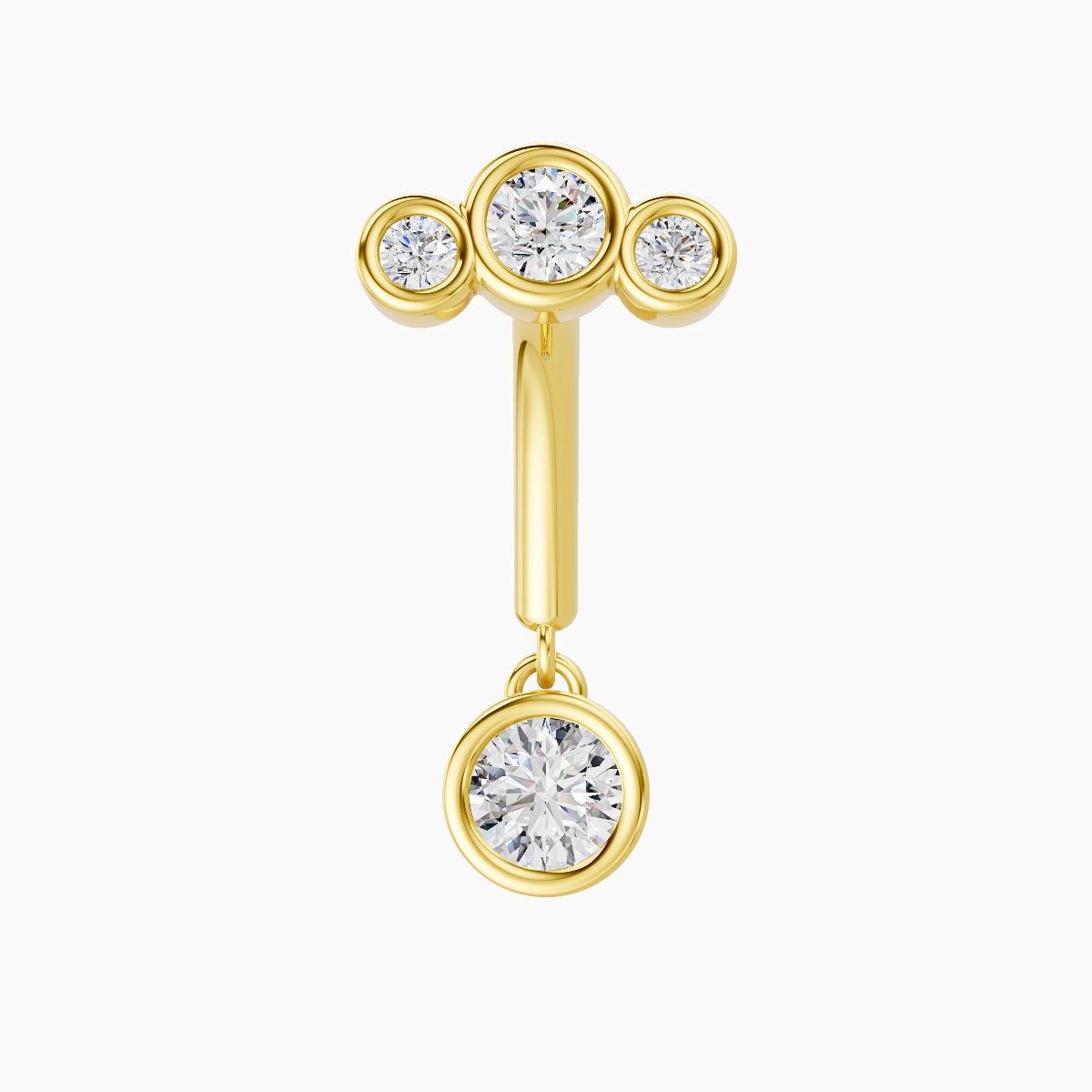 Bast | 18k Yellow Gold 8 mm Trilogy Diamond Rook Piercing
