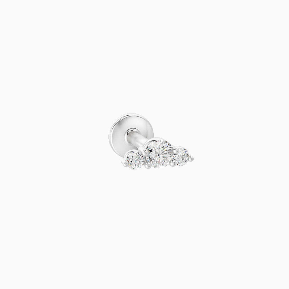 Bastet | 18k White Gold 5 mm 5 mm Trilogy Diamond Piercing