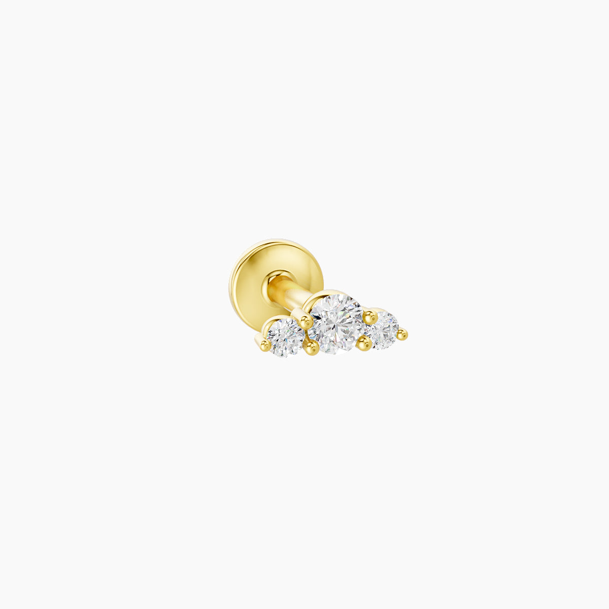 Bastet | 18k Yellow Gold 5 mm 5 mm Trilogy Diamond Piercing