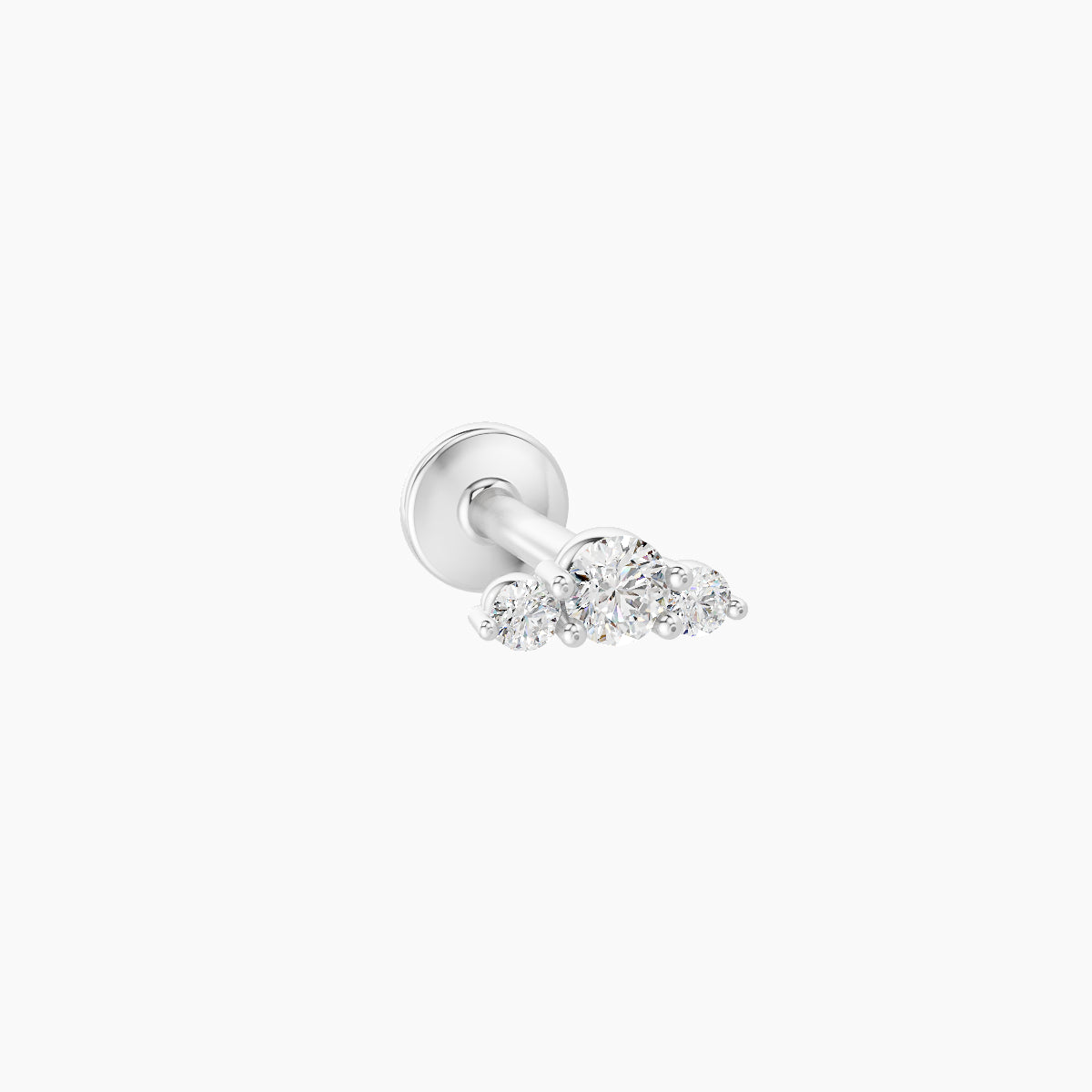 Bastet | 18k White Gold 5 mm 6.5 mm Trilogy Diamond Piercing