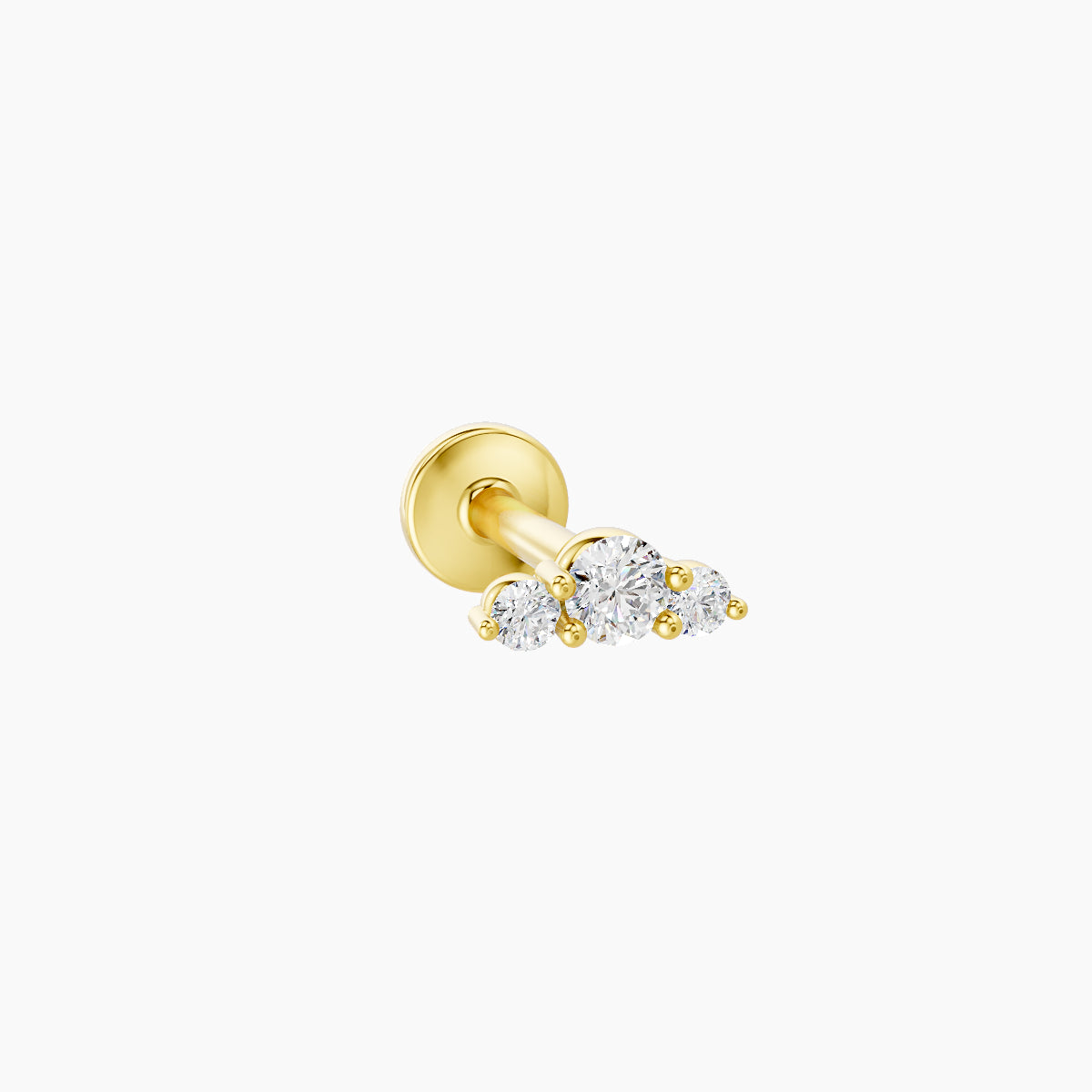 Bastet | 18k Yellow Gold 5 mm 6.5 mm Trilogy Diamond Piercing