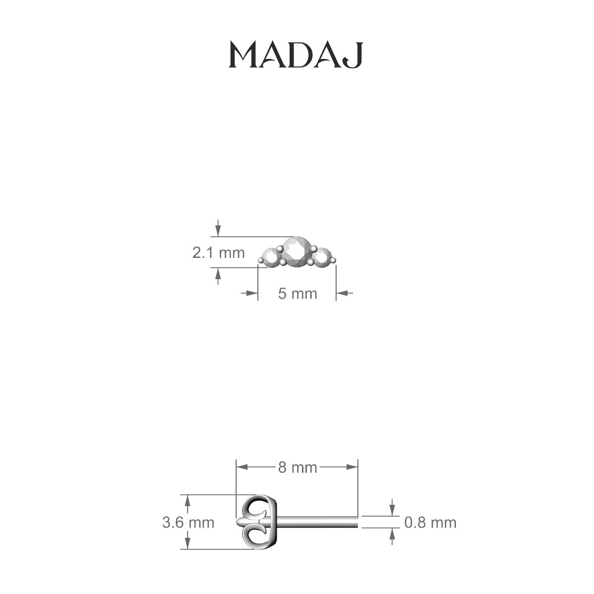 Bastet | 18k White Gold 5 mm Trilogy Diamond Earring
