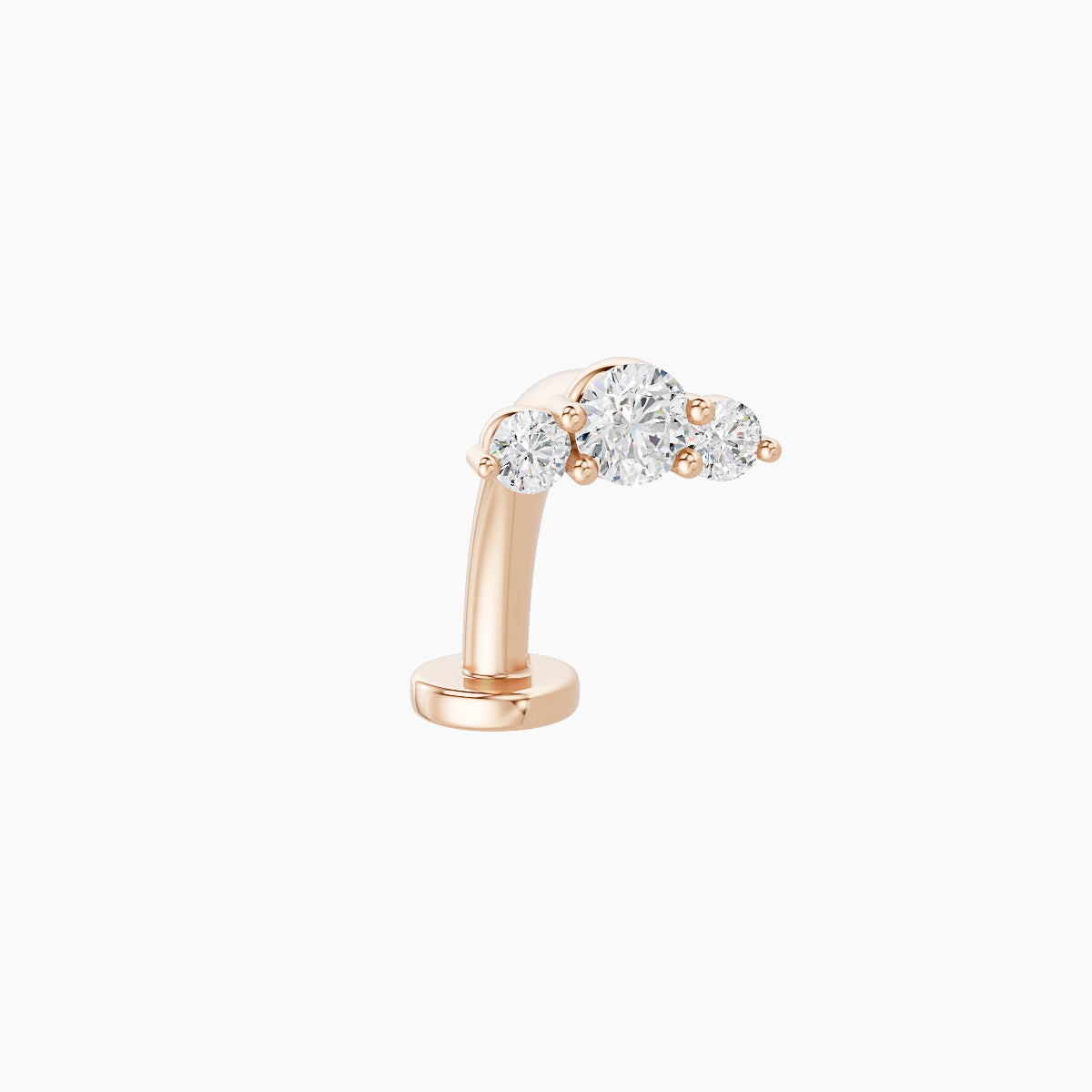 Bastet | 18k Rose Gold 6.5 mm 10 mm Trilogy Diamond Floating Navel Piercing