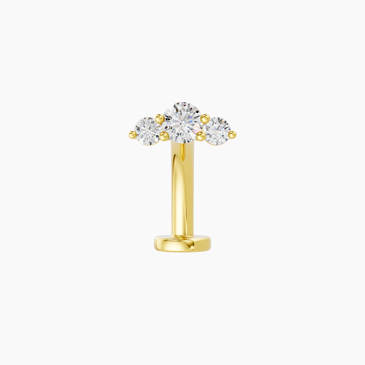 Bastet | 18k Yellow Gold 6.5 mm 10 mm Trilogy Diamond Floating Navel Piercing
