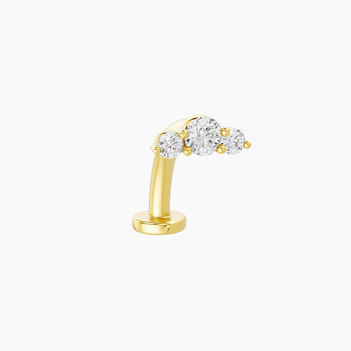 Bastet | 18k Yellow Gold 6.5 mm 10 mm Trilogy Diamond Floating Navel Piercing