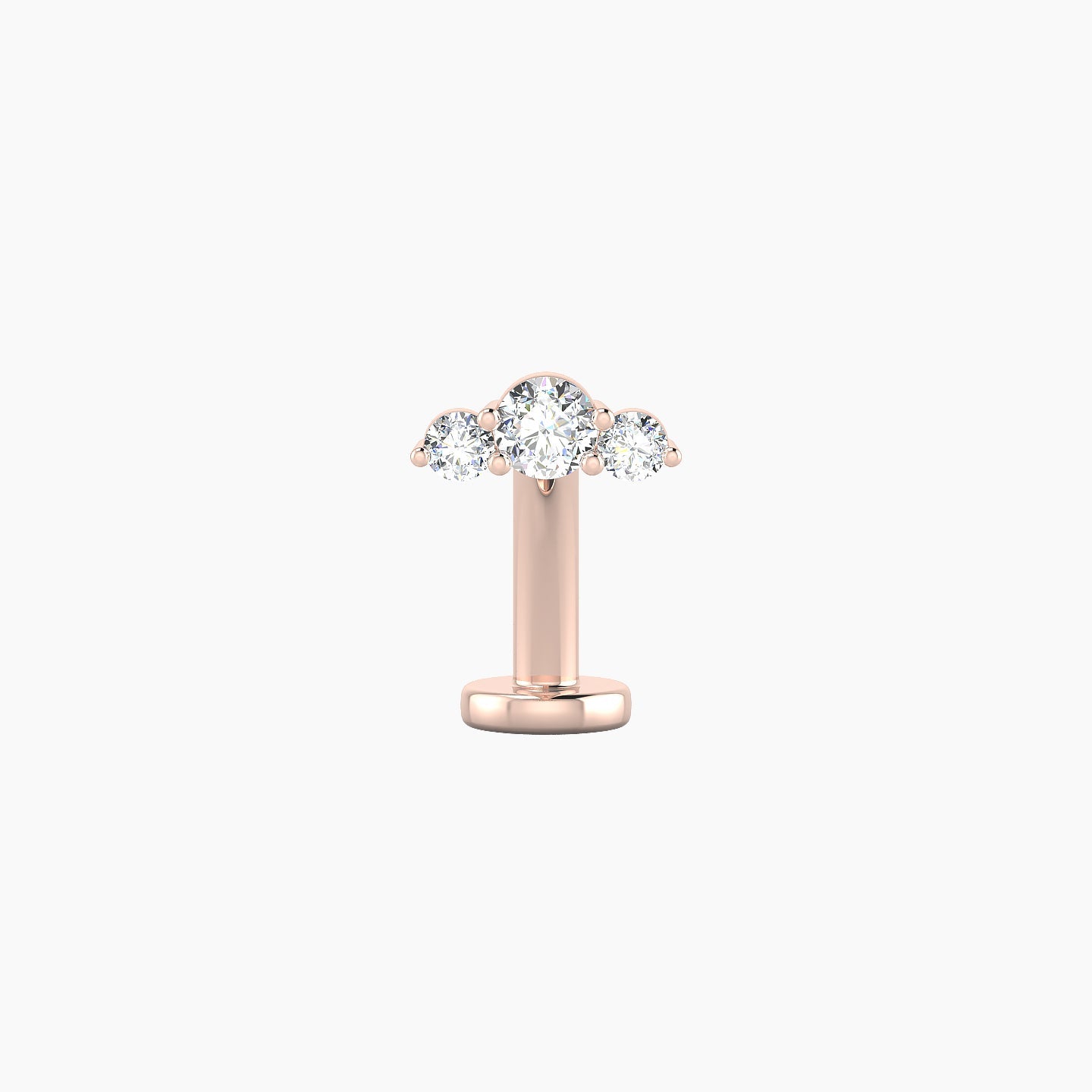 Bastet | 18k Rose Gold 6.5 mm 10 mm Trilogy Diamond Floating Navel Piercing