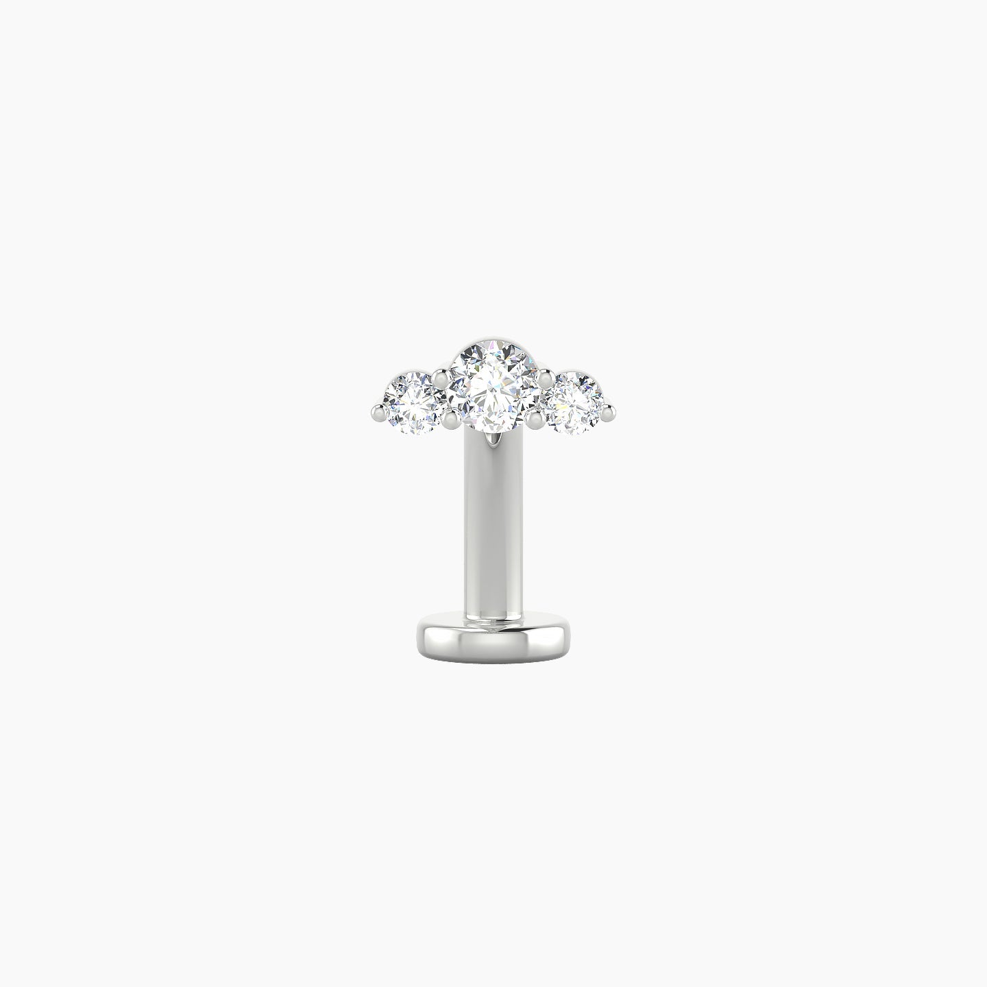 Bastet | 18k White Gold 6.5 mm 10 mm Trilogy Diamond Floating Navel Piercing
