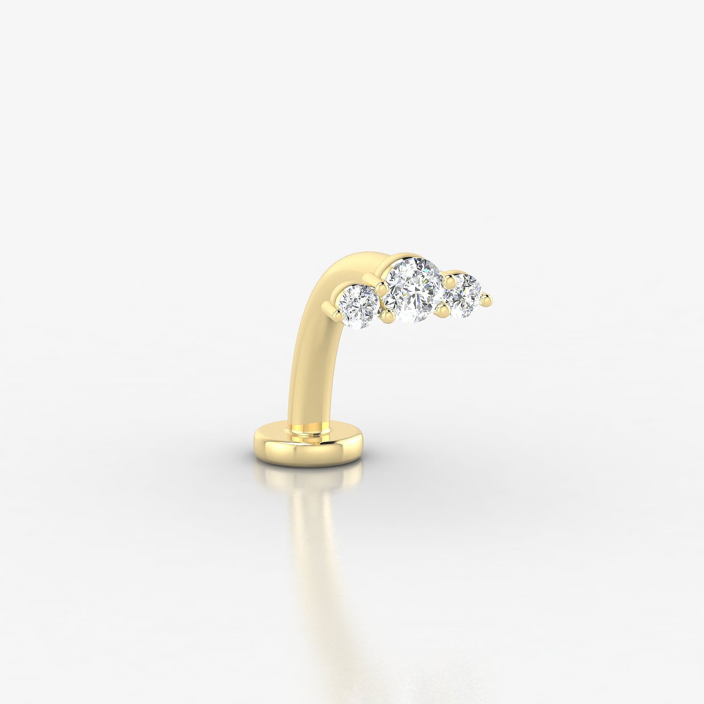 Bastet | 18k Yellow Gold 6.5 mm 10 mm Trilogy Diamond Floating Navel Piercing