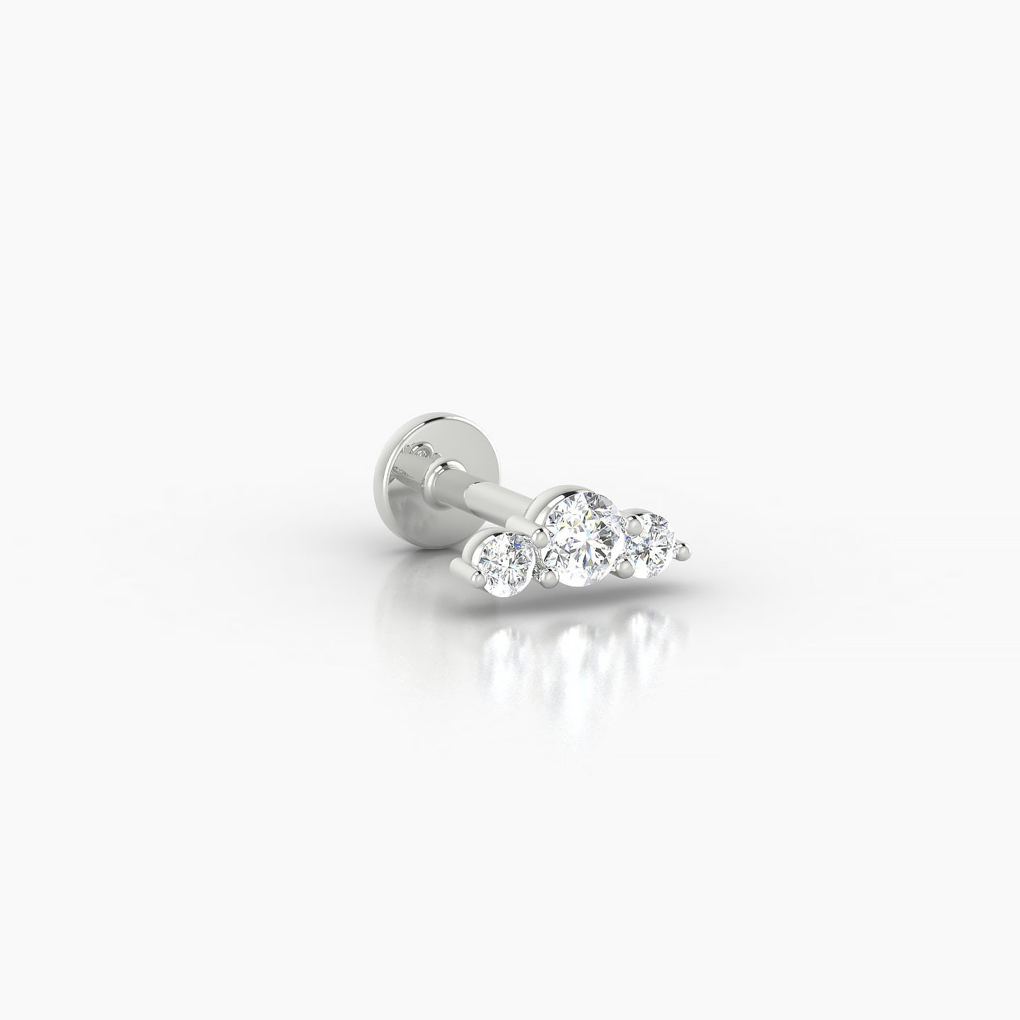 Bastet | 18k White Gold 6.5 mm 5 mm Trilogy Diamond Piercing