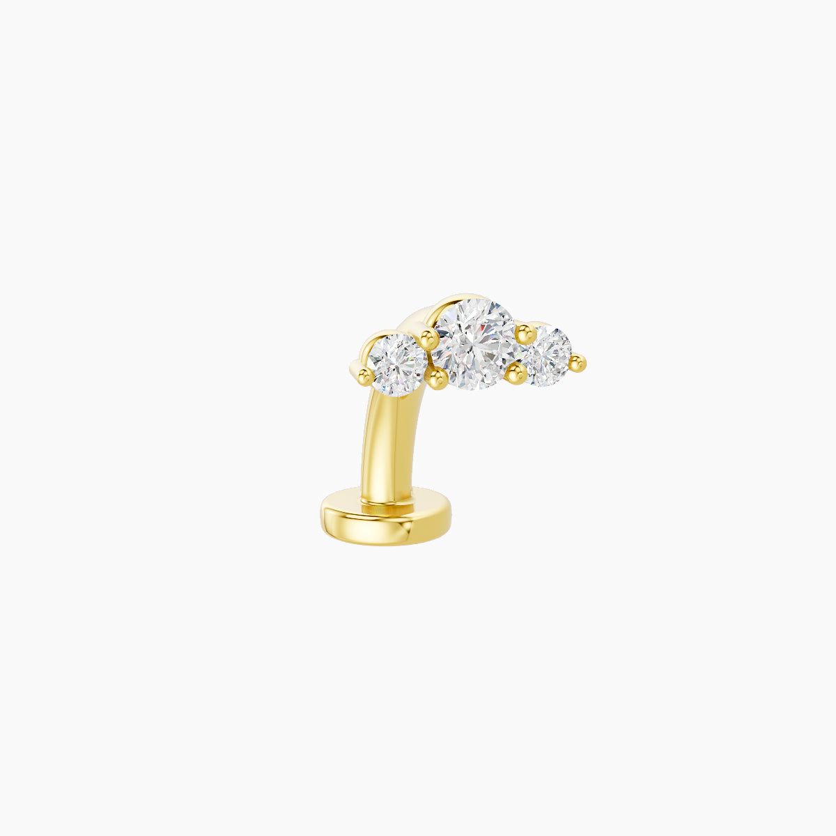 Bastet | 18k Yellow Gold 6.5 mm 8 mm Trilogy Diamond Floating Navel Piercing