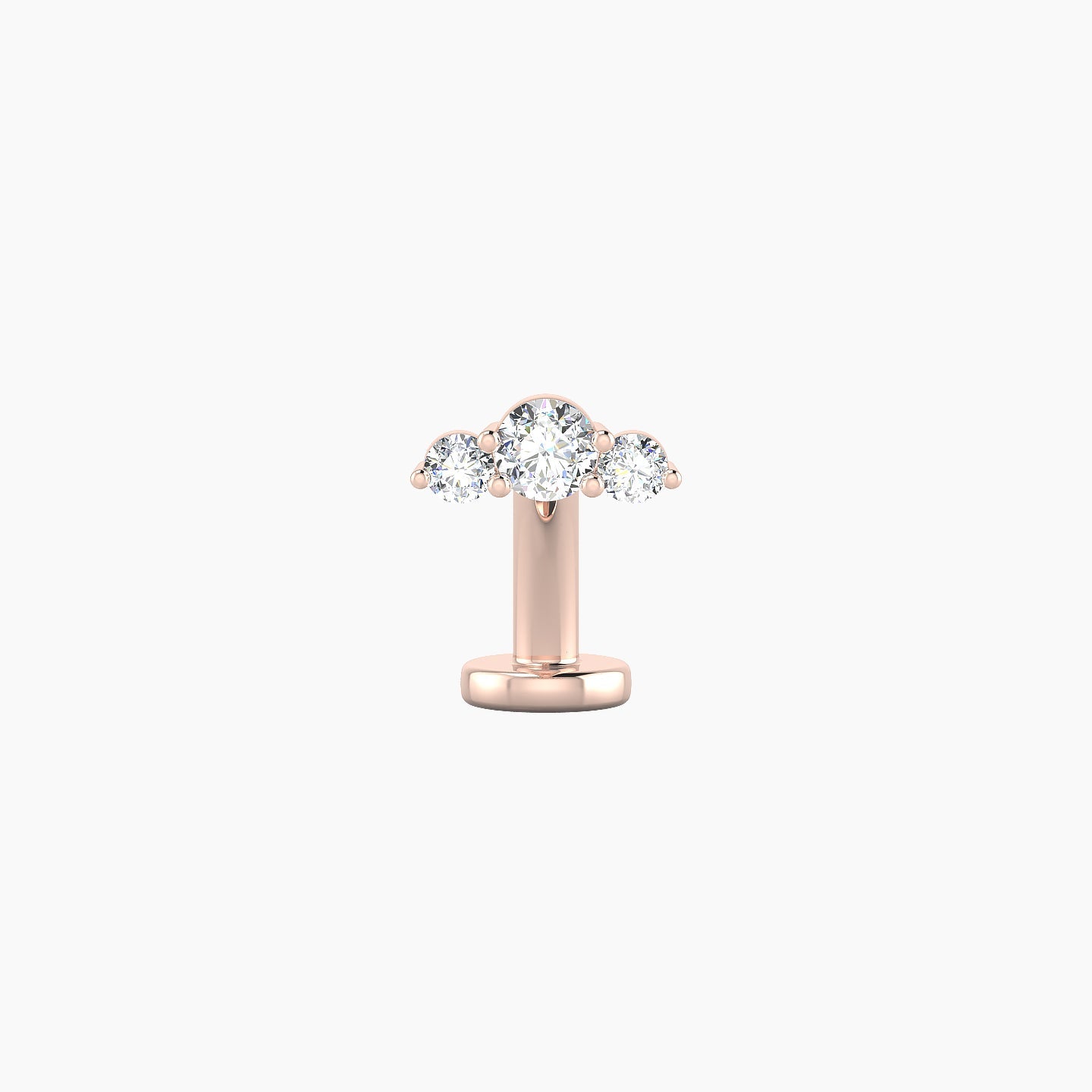 Bastet | 18k Rose Gold 6.5 mm 8 mm Trilogy Diamond Floating Navel Piercing