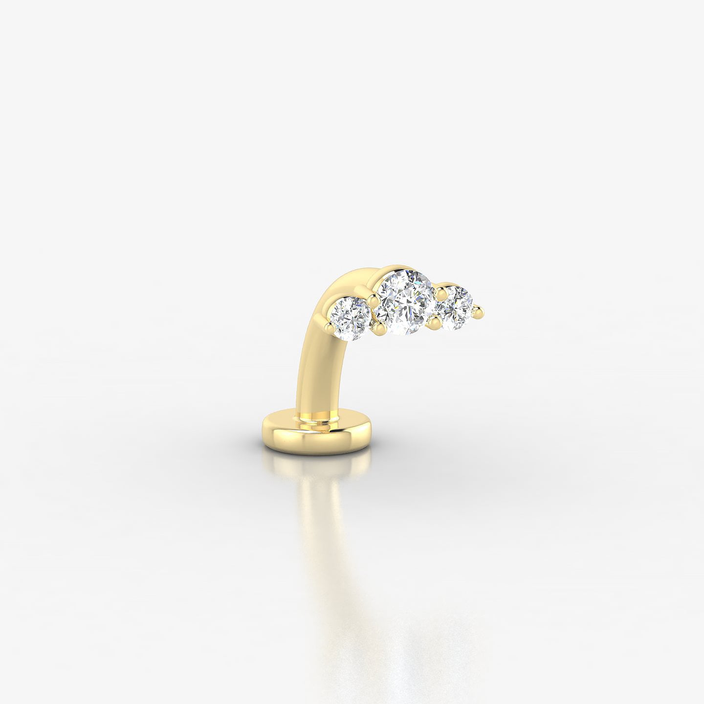 Bastet | 18k Yellow Gold 6.5 mm 8 mm Trilogy Diamond Floating Navel Piercing
