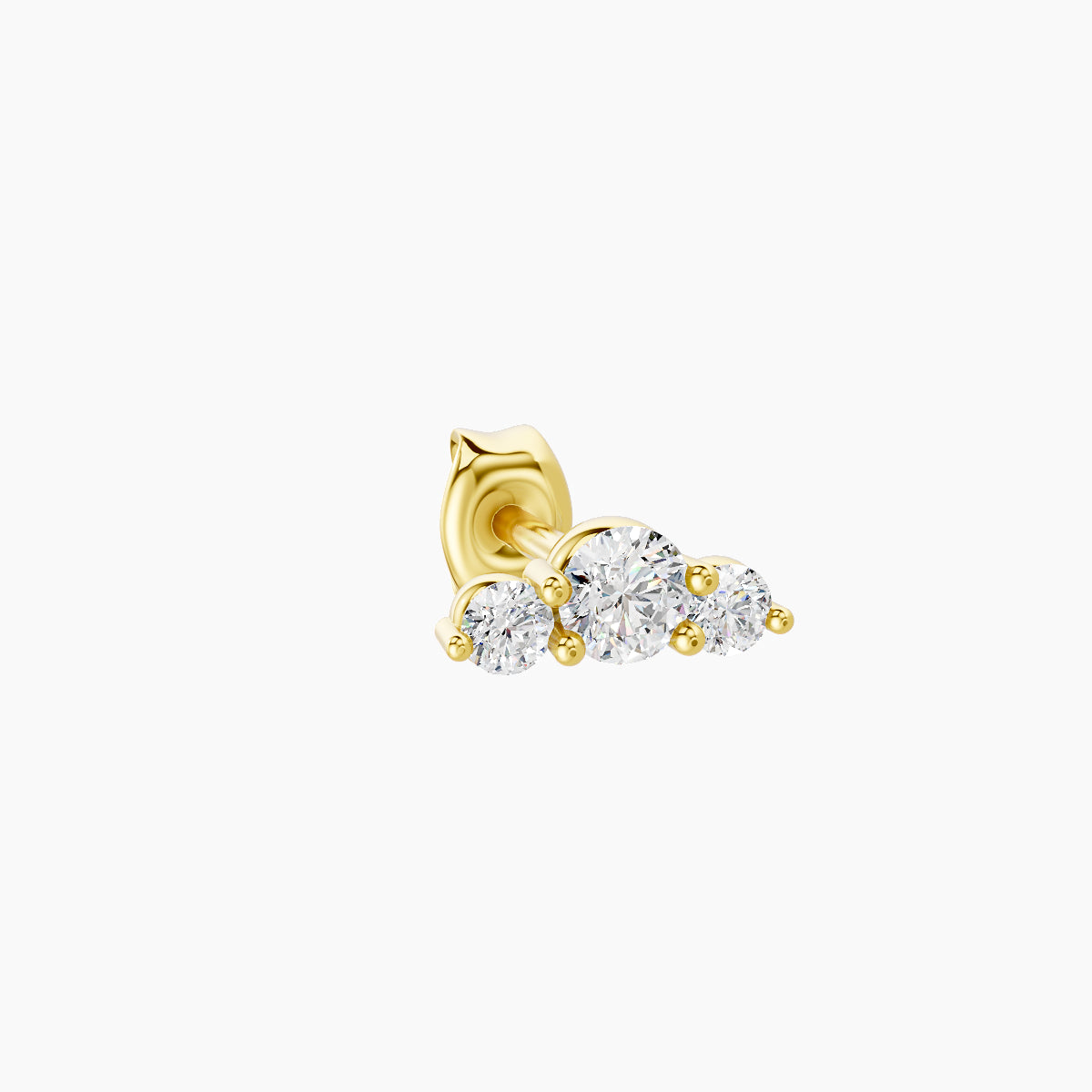 Bastet | 18k Yellow Gold 6.5 mm Trilogy Diamond Earring