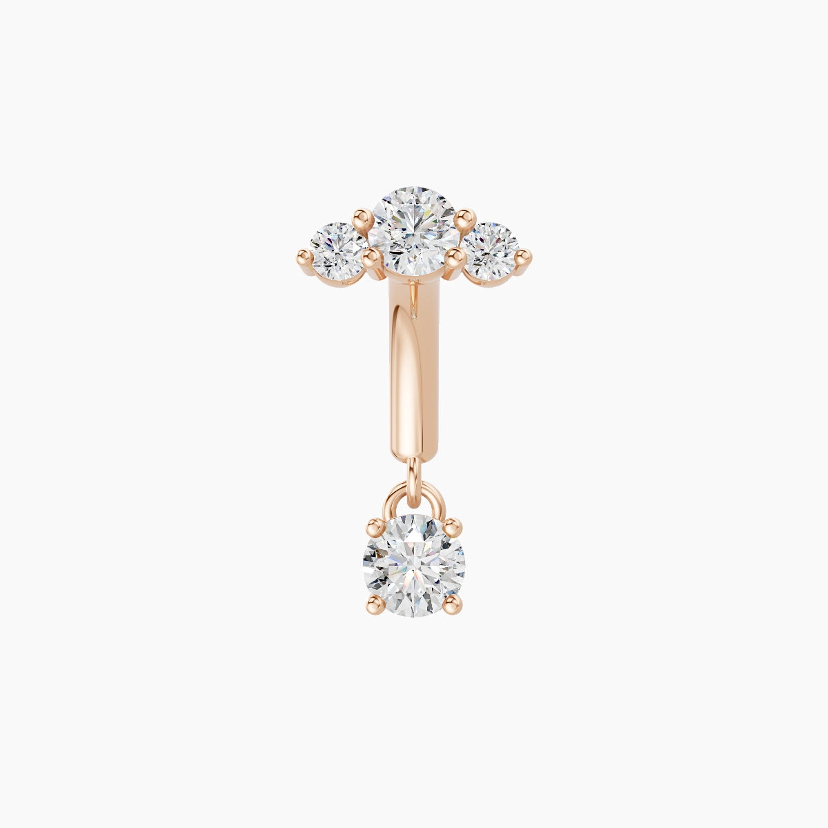 Bastet | 18k Rose Gold 6 mm Trilogy Diamond Rook Piercing