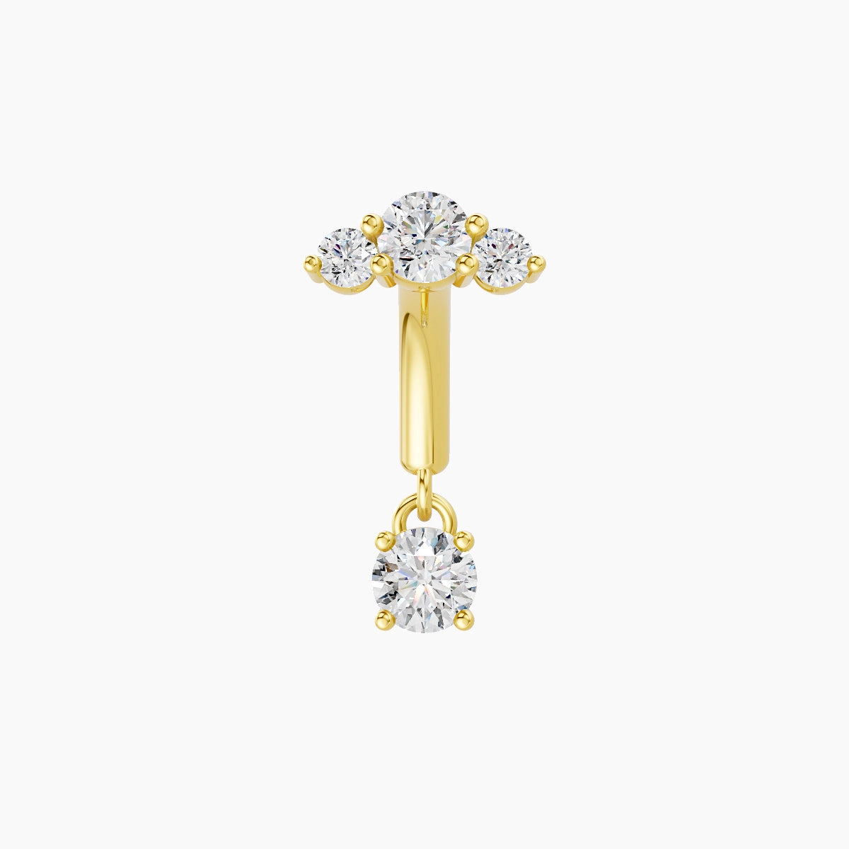 Bastet | 18k Yellow Gold 6 mm Trilogy Diamond Rook Piercing