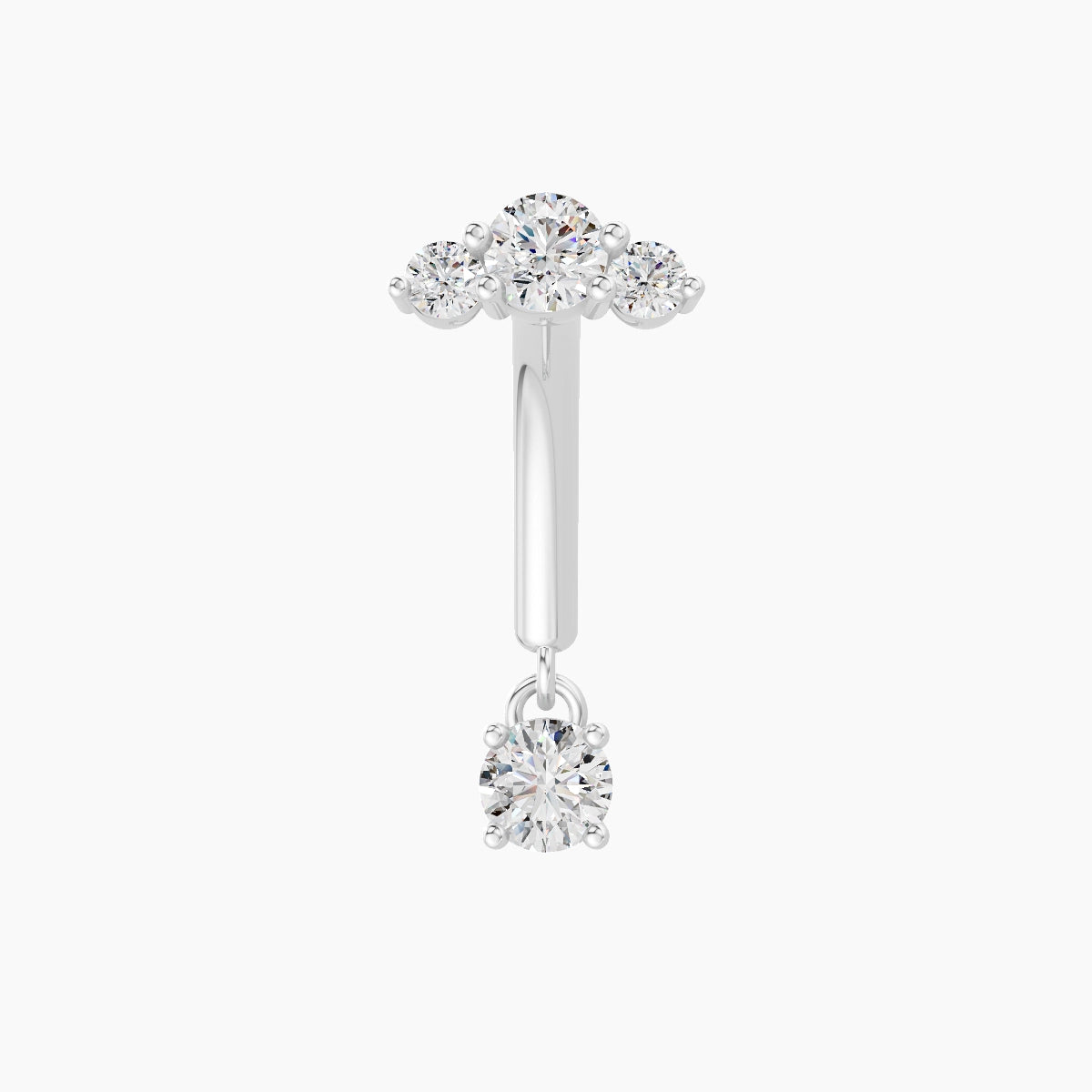Bastet | 18k White Gold 8 mm Trilogy Diamond Rook Piercing
