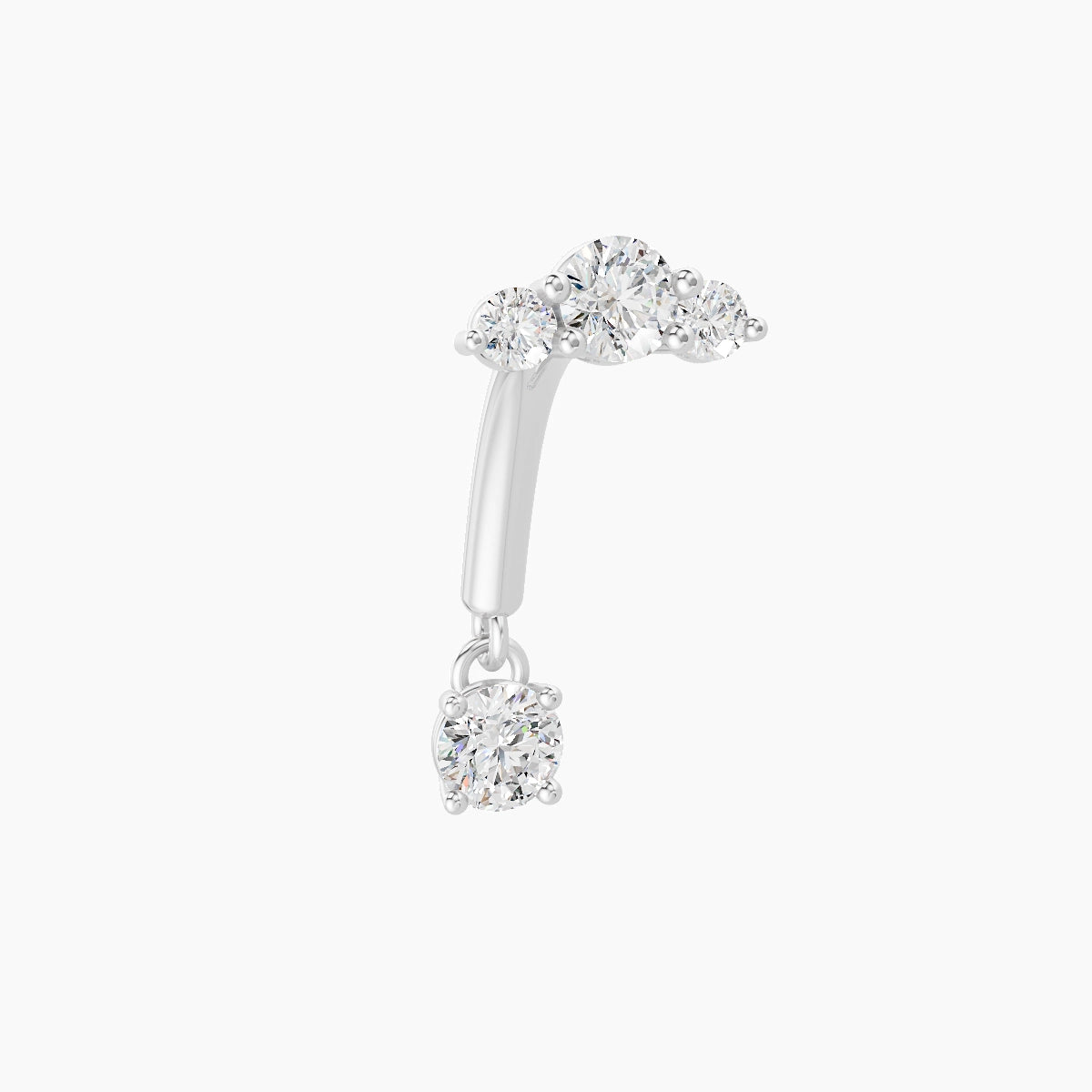 Bastet | 18k White Gold 8 mm Trilogy Diamond Rook Piercing