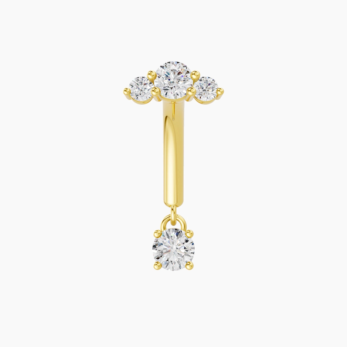 Bastet | 18k Yellow Gold 8 mm Trilogy Diamond Rook Piercing