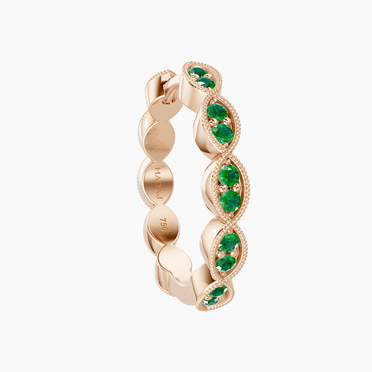 Bellona | 18k Rose Gold 11 mm Emerald Hoop Piercing