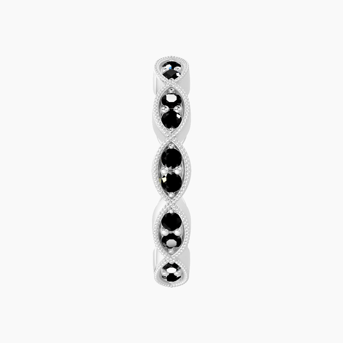 Bellona | 18k White Gold 11 mm Black Diamond Hoop Piercing