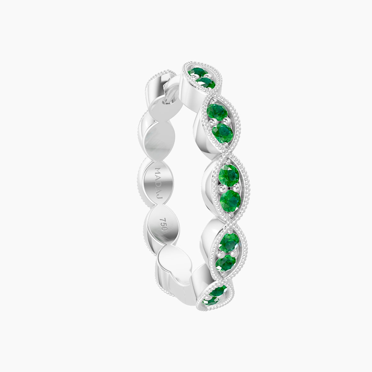 Bellona | 18k White Gold 11 mm Emerald Hoop Piercing