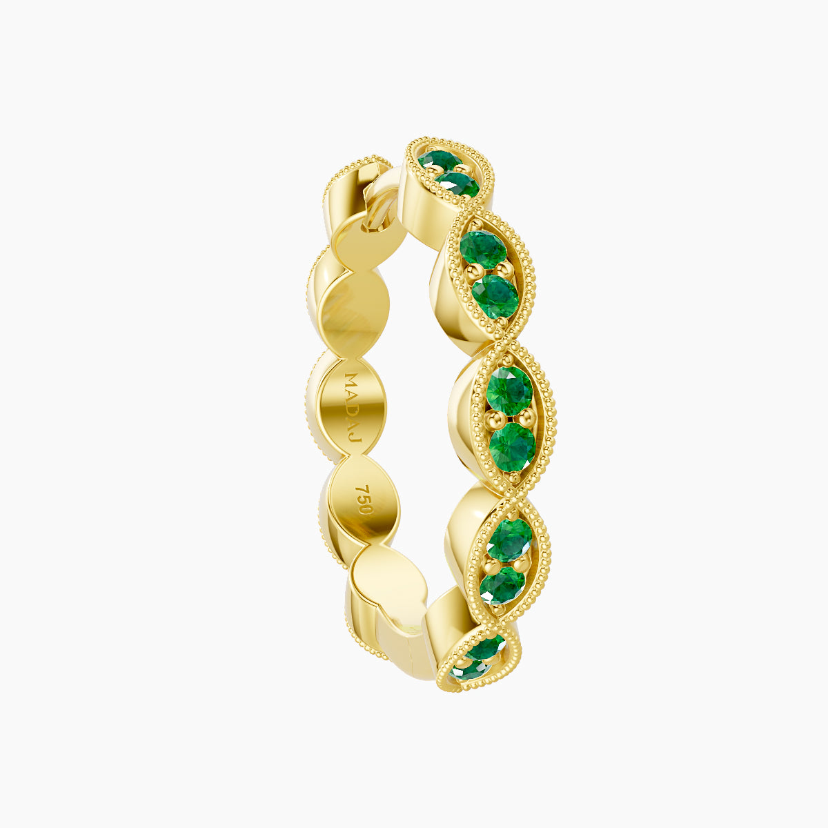 Bellona | 18k Yellow Gold 11 mm Emerald Hoop Piercing