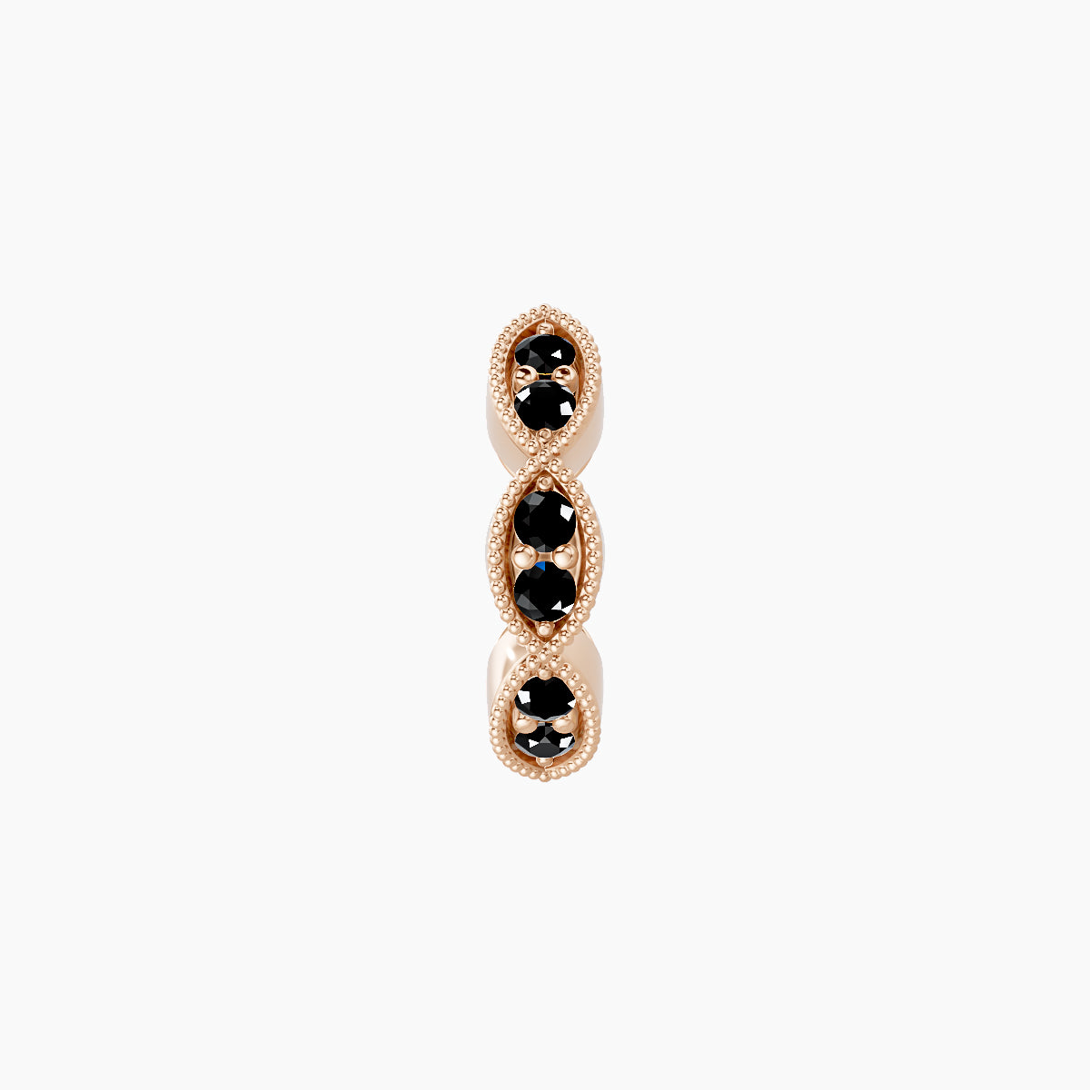 Bellona | 18k Rose Gold 6.5 mm Black Diamond Hoop Piercing