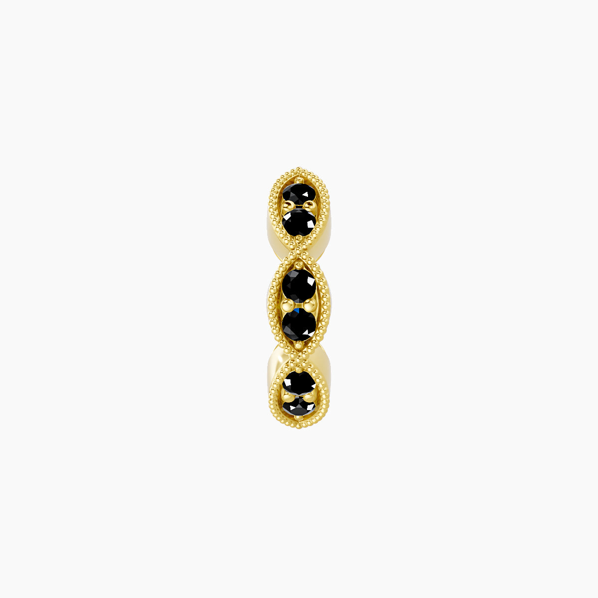 Bellona | 18k Yellow Gold 6.5 mm Black Diamond Hoop Piercing