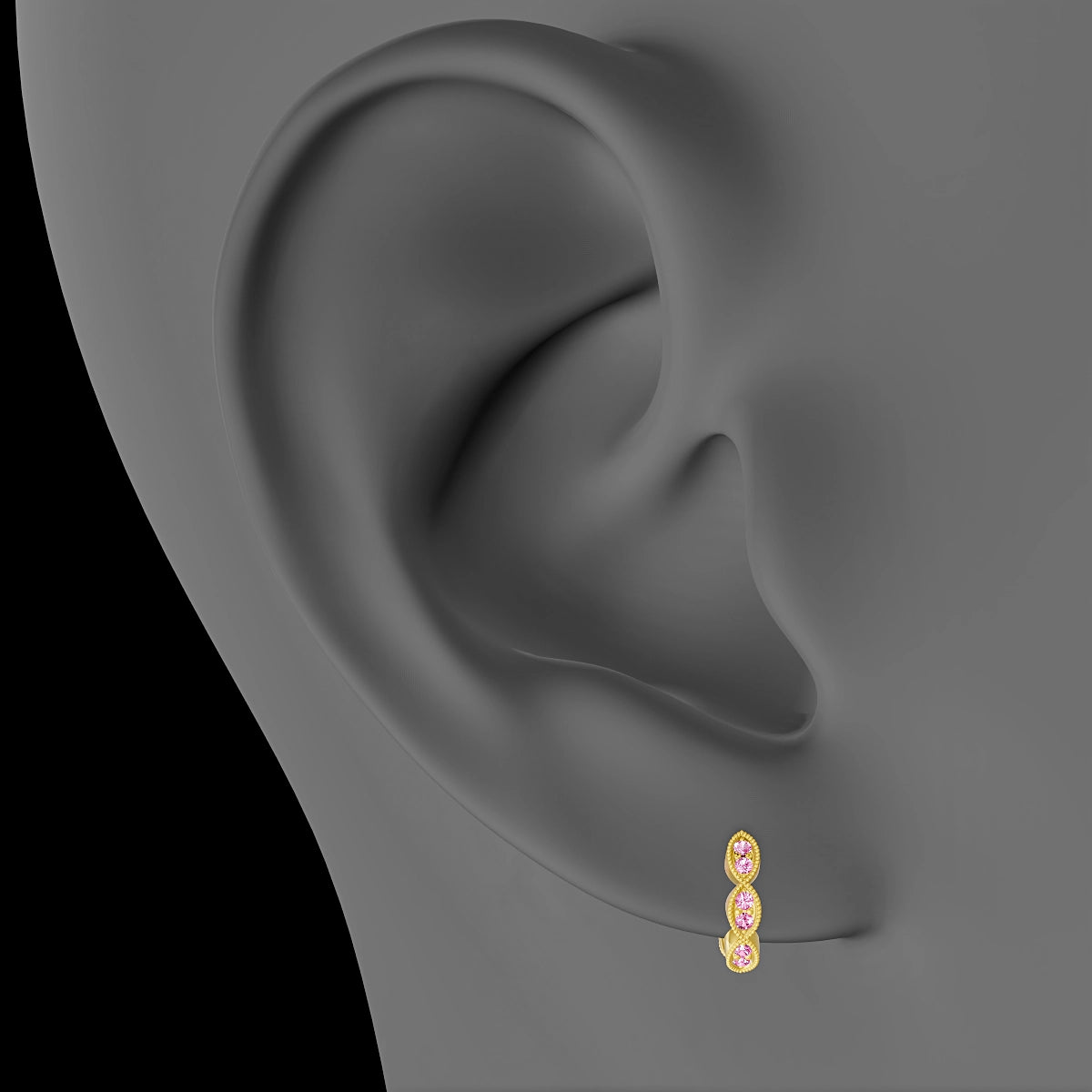 Bellona | 18k Yellow Gold 6.5 mm Pink Sapphire Hoop Piercing