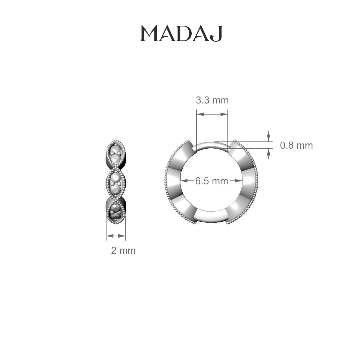 Bellona | 18k Rose Gold 6.5 mm Diamond Hoop Piercing
