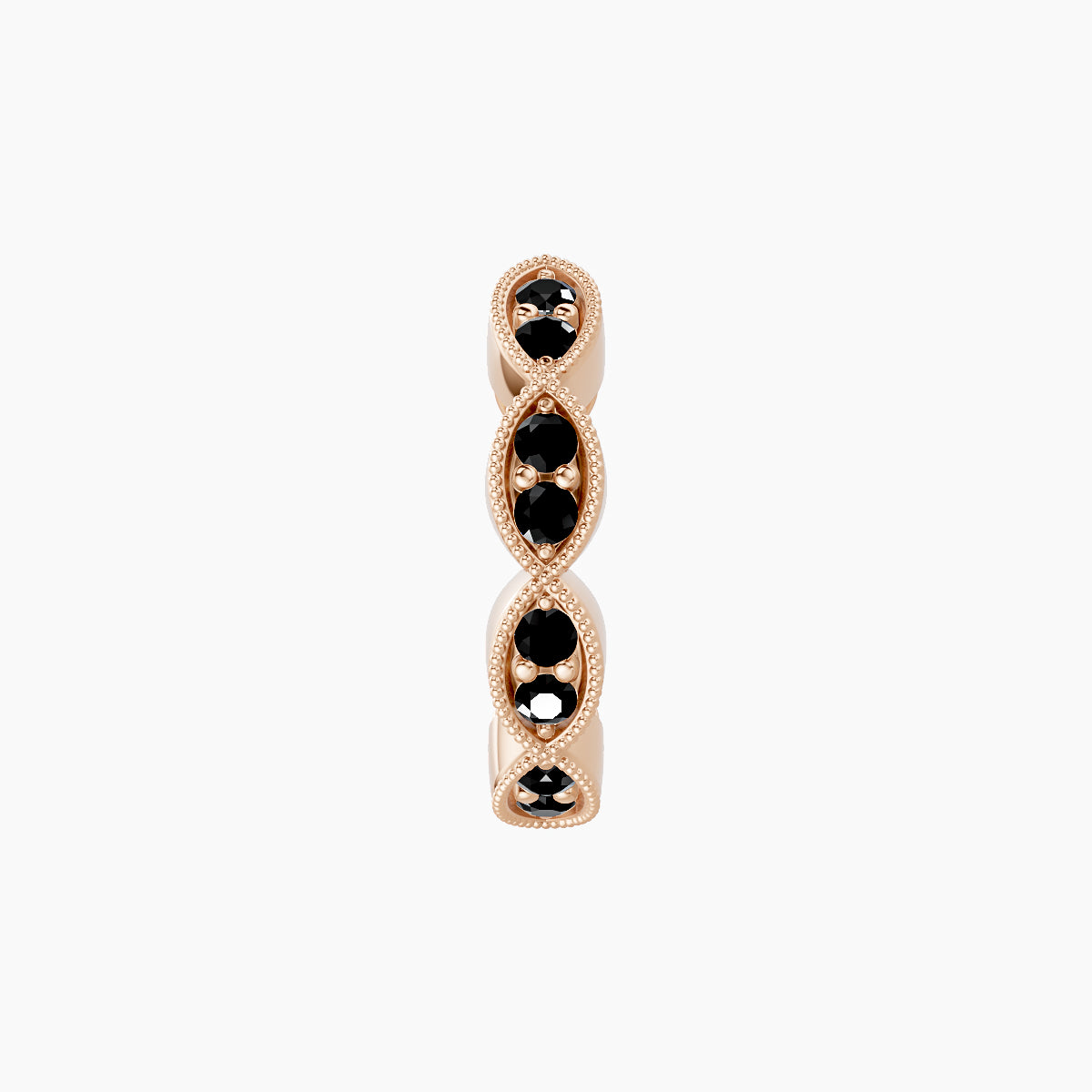 Bellona | 18k Rose Gold 8 mm Black Diamond Hoop Piercing