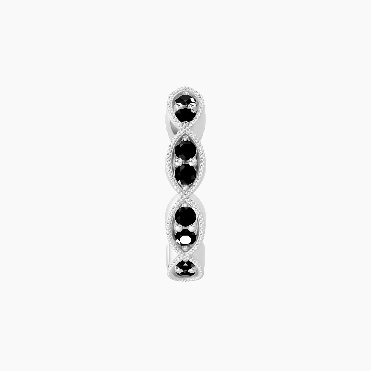 Bellona | 18k White Gold 8 mm Black Diamond Hoop Piercing