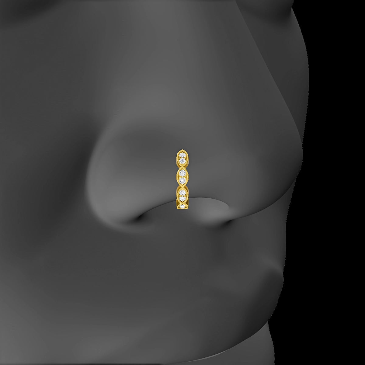 Bellona | 18k Yellow Gold 8 mm Diamond Nose Ring Piercing