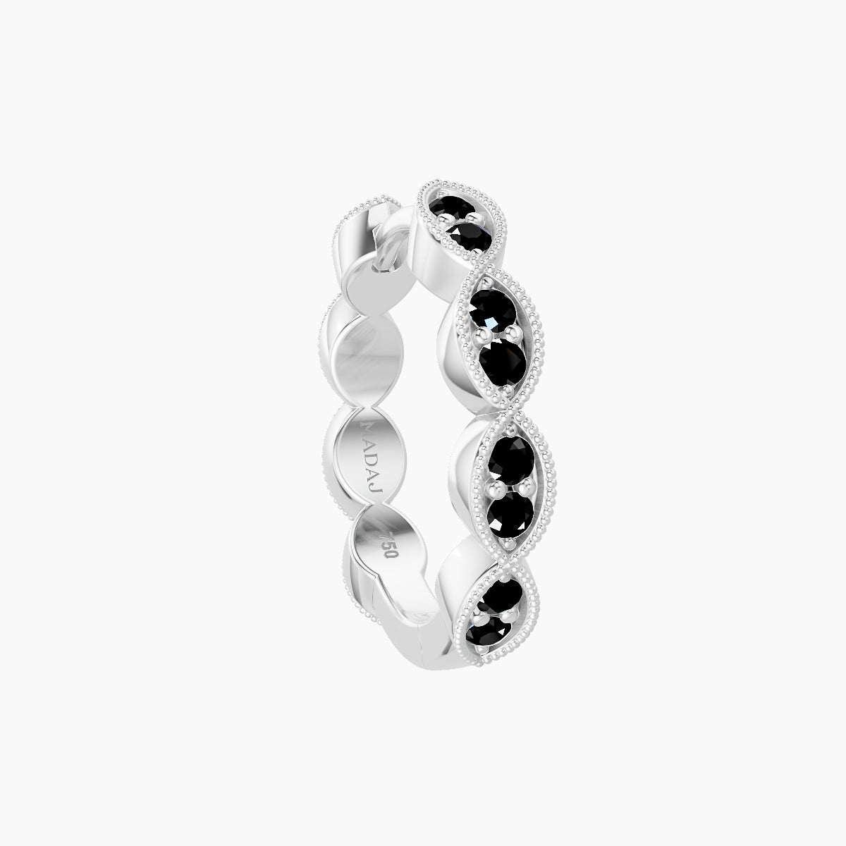 Bellona | 18k White Gold 9.5 mm Black Diamond Hoop Piercing