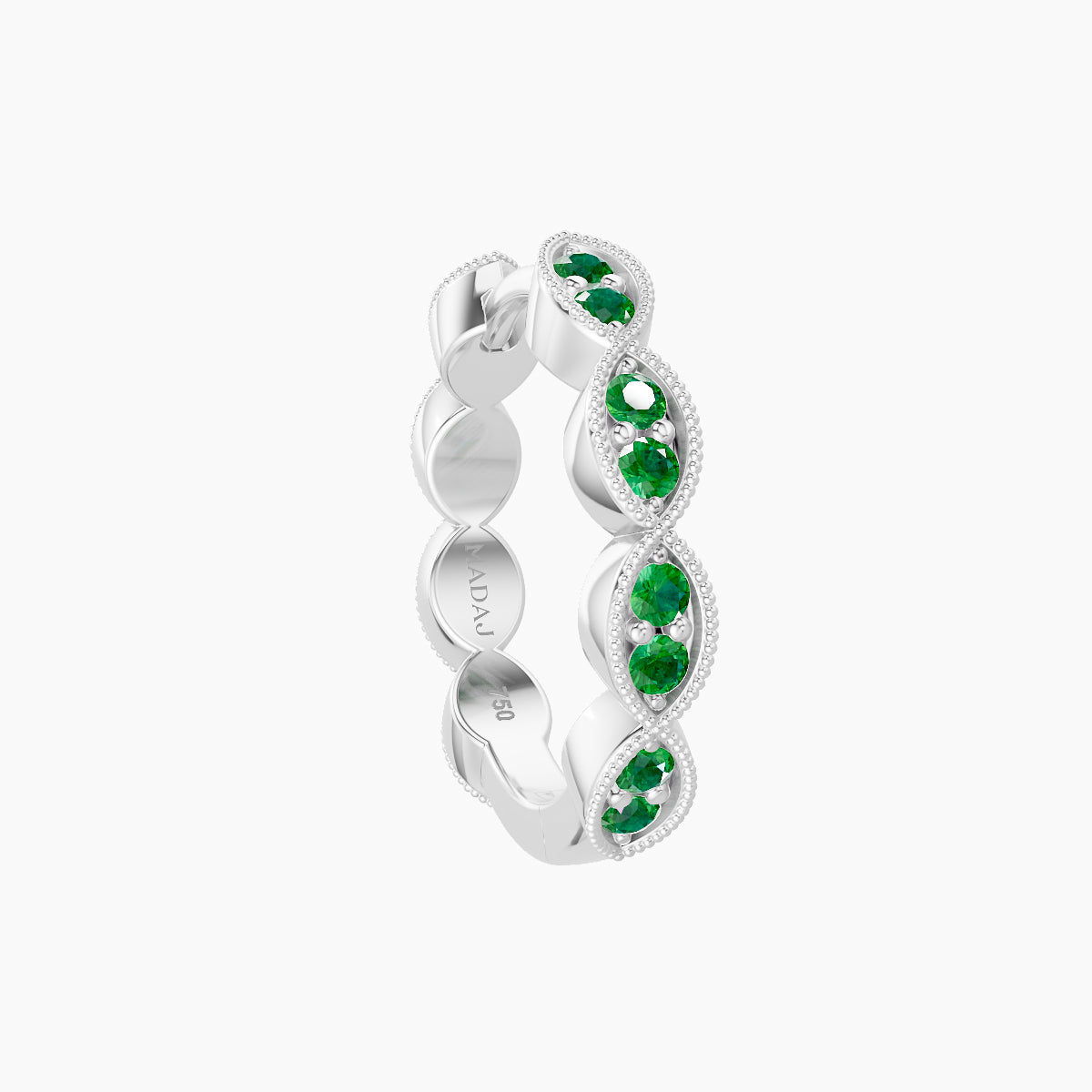 Bellona | 18k White Gold 9.5 mm Emerald Hoop Piercing