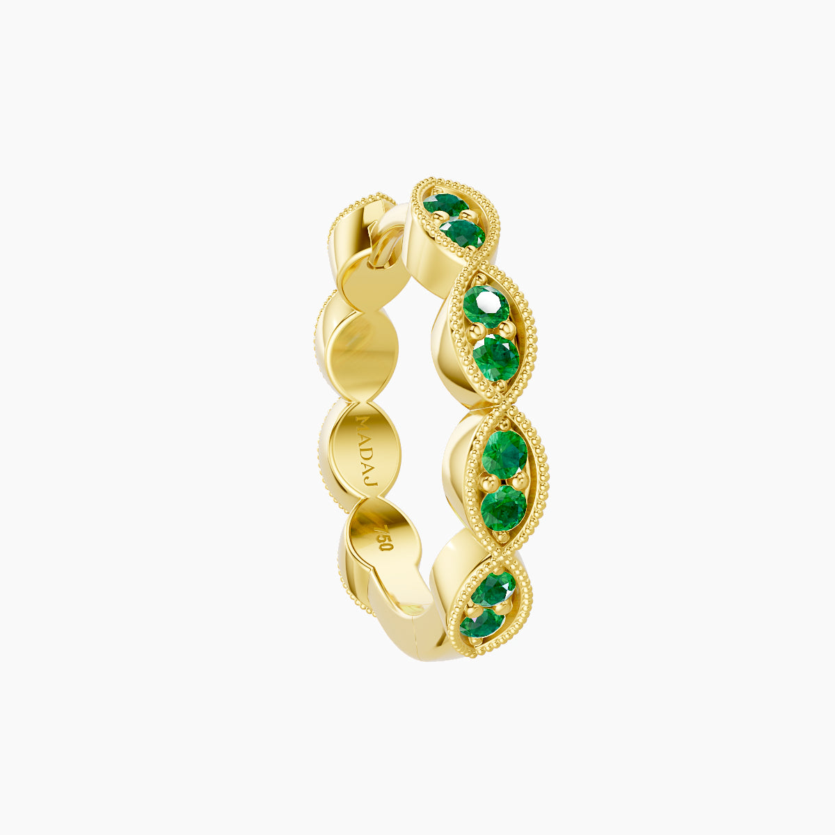 Bellona | 18k Yellow Gold 9.5 mm Emerald Hoop Piercing