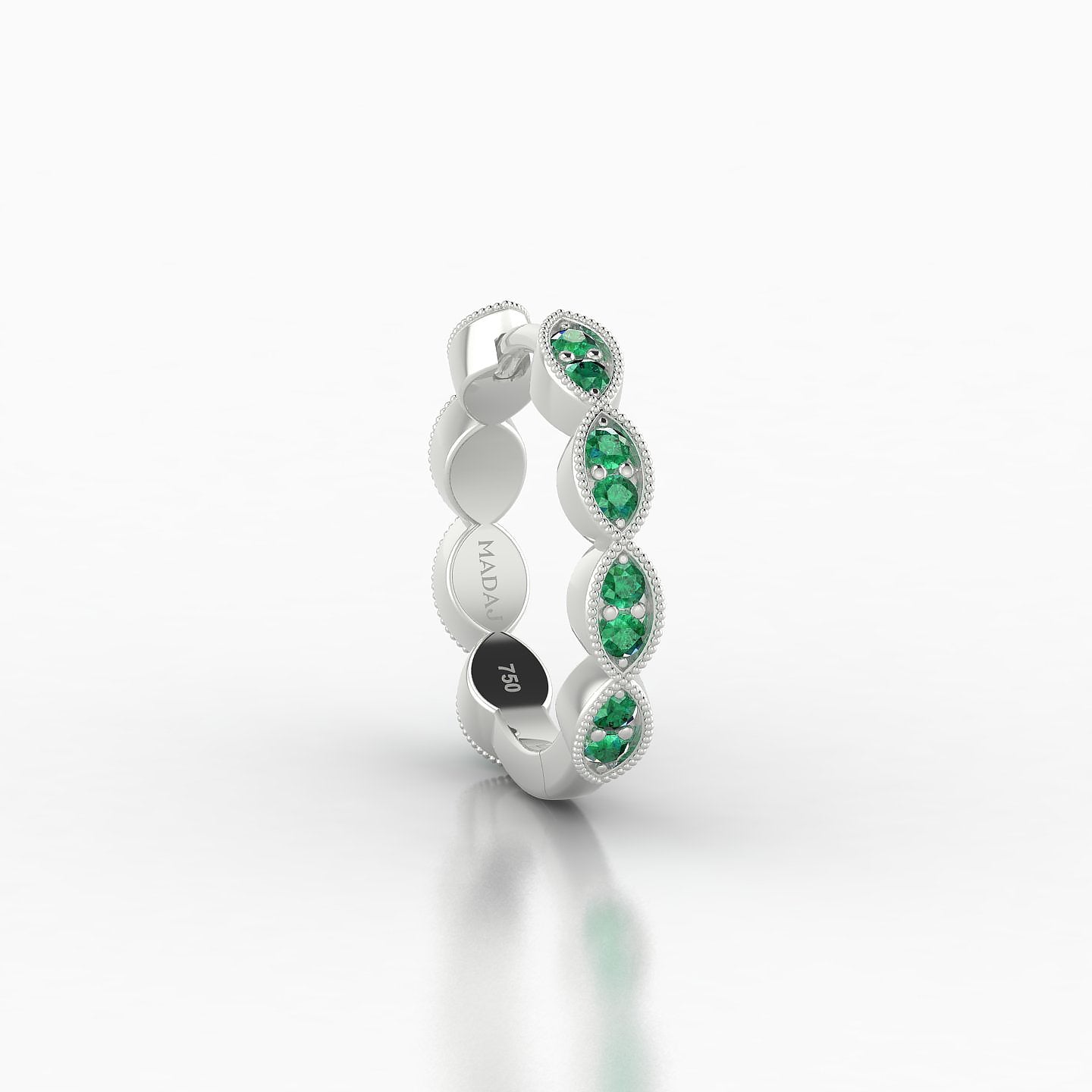 Bellona | 18k White Gold 9.5 mm Emerald Hoop Piercing
