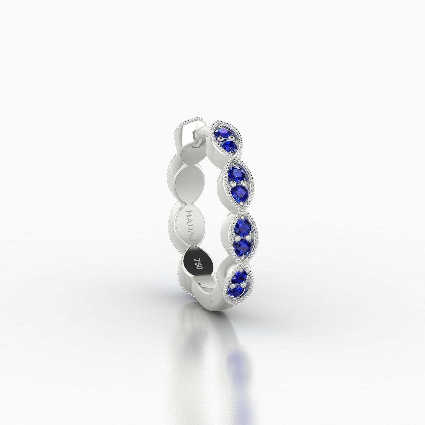 Bellona | 18k White Gold 9.5 mm Sapphire Hoop Piercing