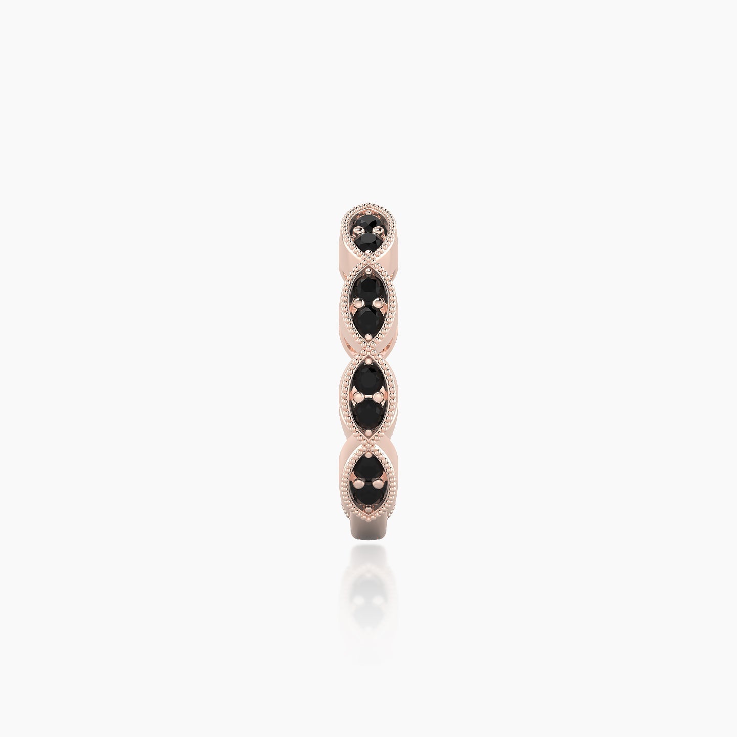 Bellona | 18k Rose Gold 9.5 mm Black Diamond Hoop Piercing