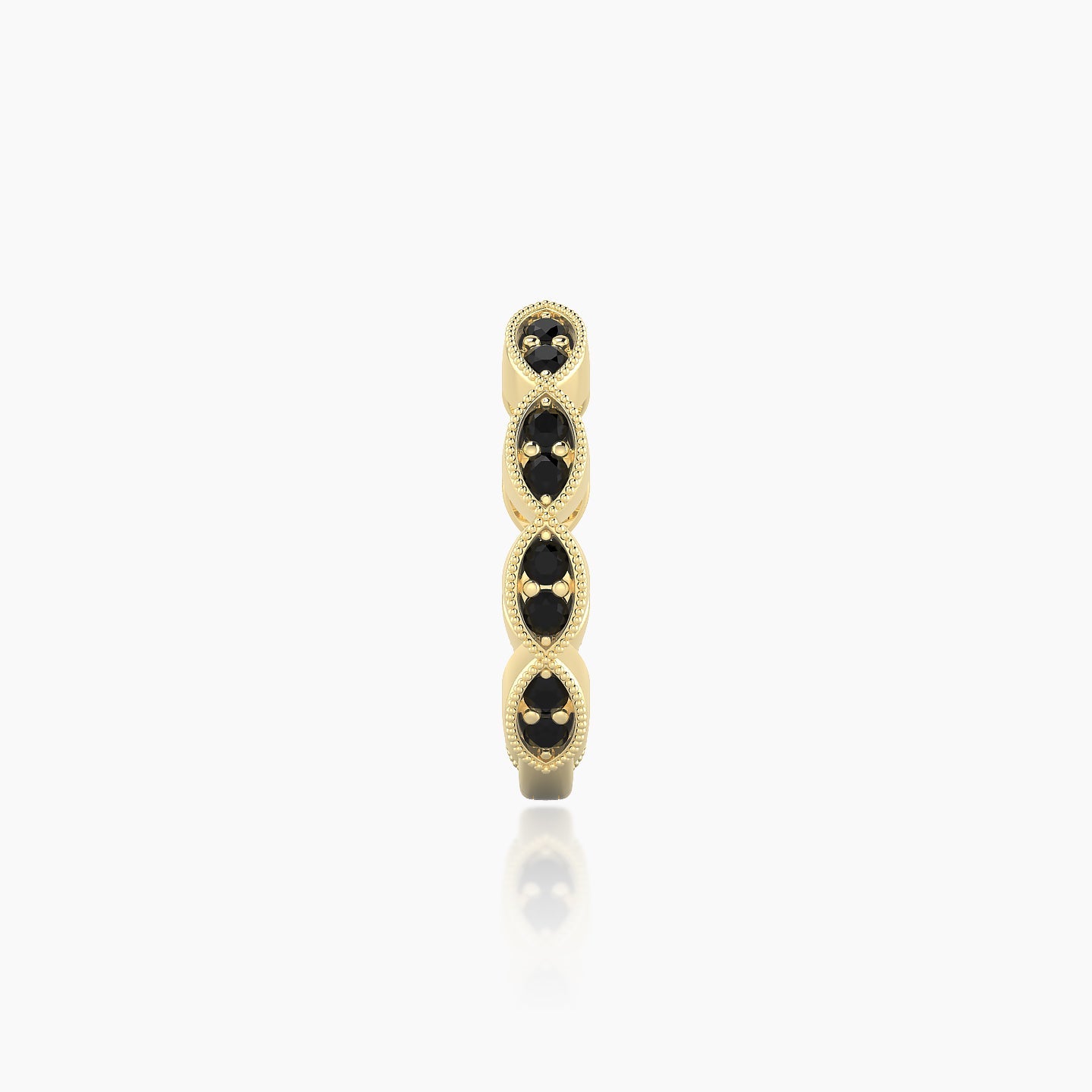 Bellona | 18k Yellow Gold 9.5 mm Black Diamond Hoop Piercing