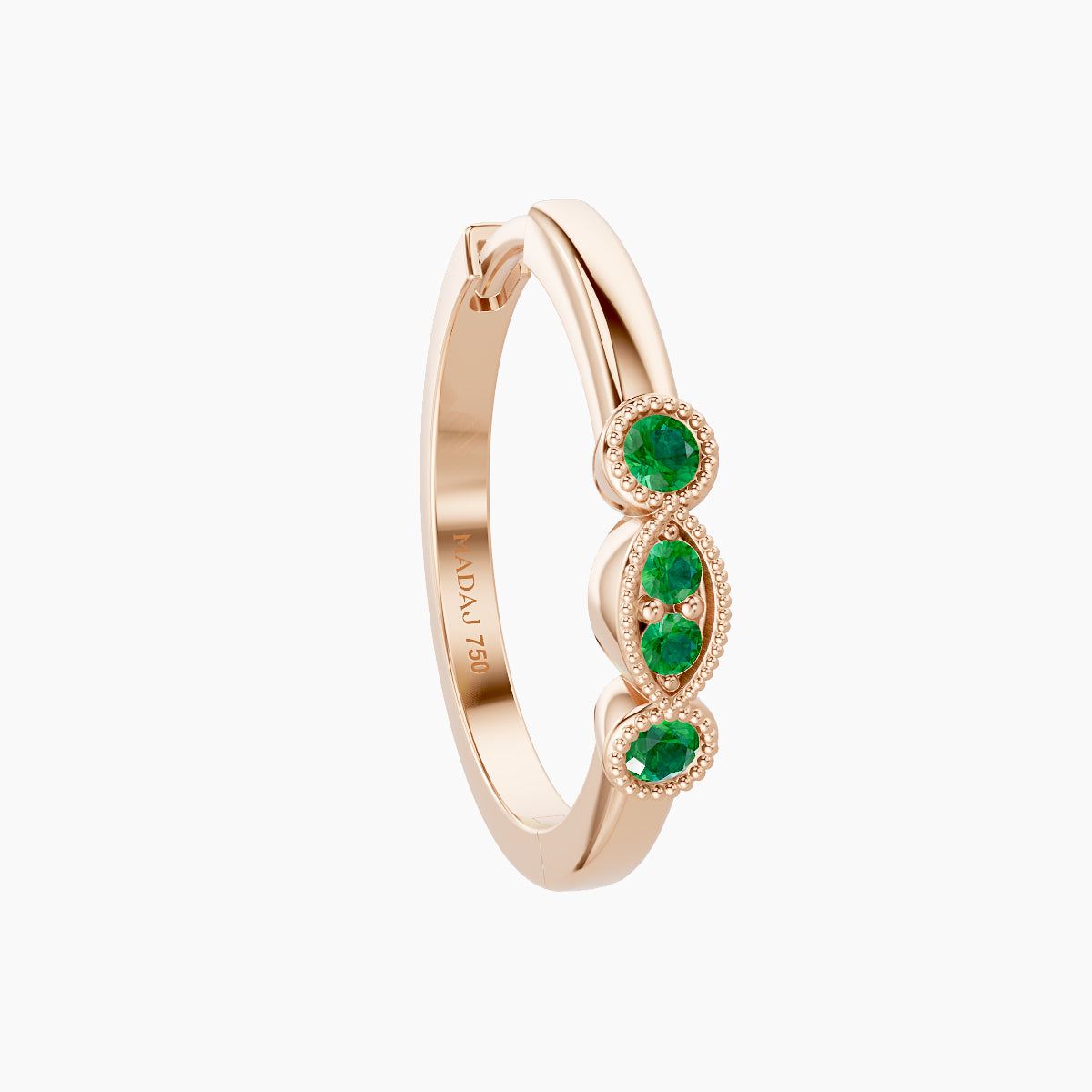 Camilla | 18k Rose Gold 11 mm Emerald Hoop Piercing