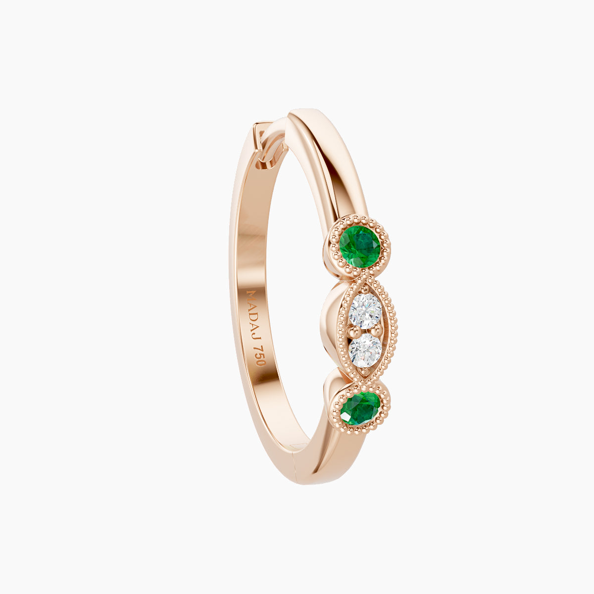 Camilla | 18k Rose Gold 11 mm Emerald & Diamond Hoop Piercing