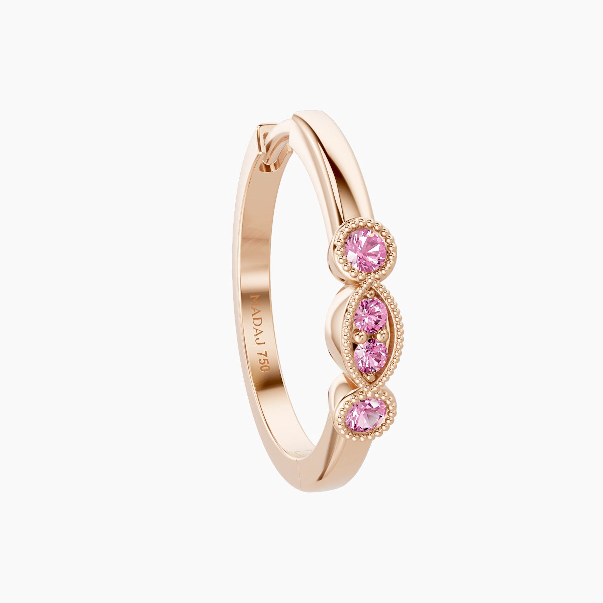 Camilla | 18k Rose Gold 11 mm Pink Sapphire Hoop Piercing