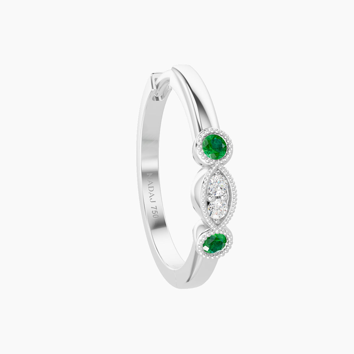 Camilla | 18k White Gold 11 mm Emerald & Diamond Hoop Piercing